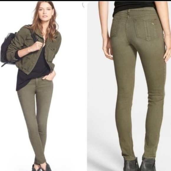 Rag & Bone Jeans Skinny Low Rise Jeans olive green stretch comfortable size 25 - Picture 1 of 9